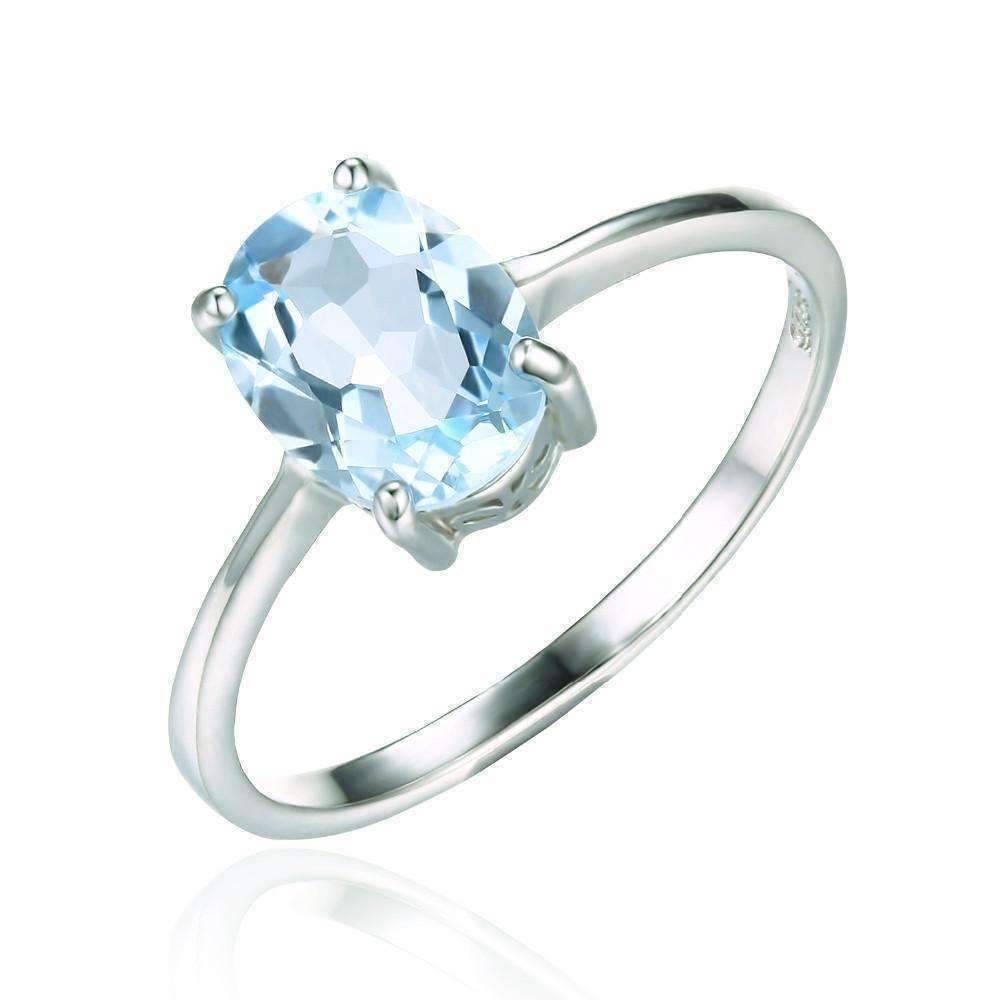 Feshionn IOBI Rings 5 / Ice Blue Oval Ring Ice Blue Genuine Topaz Oval Cut 1.5 CT IOBI Precious Gems Ring