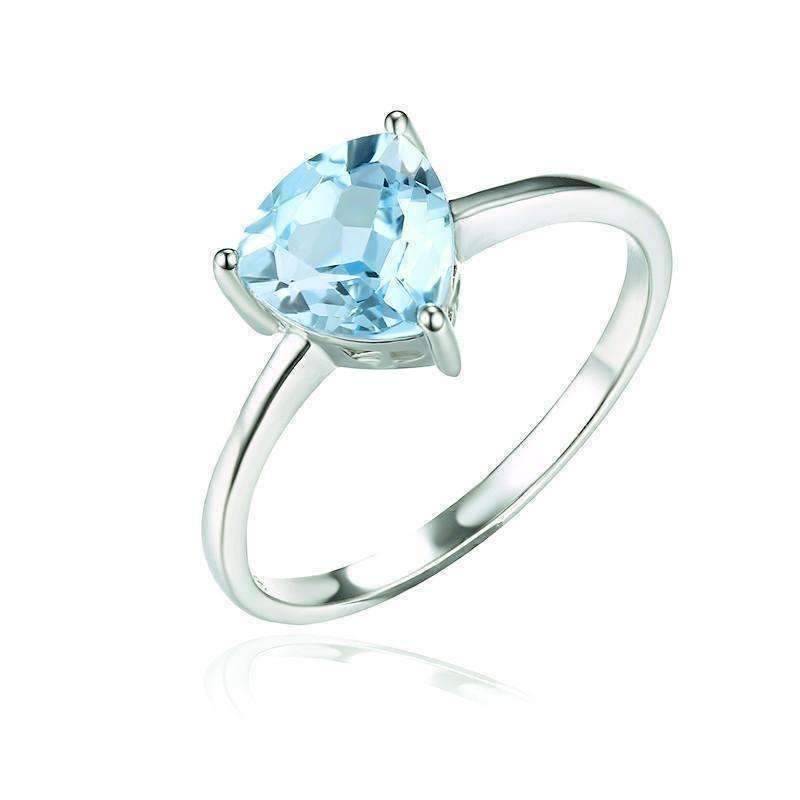 Feshionn IOBI Rings 5 / Ice Blue Trillion Ring Ice Blue Genuine Topaz Trillion Cut 1.4 CT IOBI Precious Gems Ring