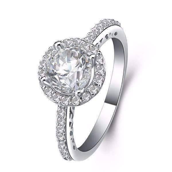 Feshionn IOBI Rings 5 / Platinum Céleste 1CT Round Cut Halo Set IOBI Cultured Diamond Ring