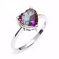 Feshionn IOBI Rings 5 / Rainbow Rainbow Fire Genuine Mystic Topaz Heart Cut 2.6CT IOBI Precious Gems Solitaire Ring