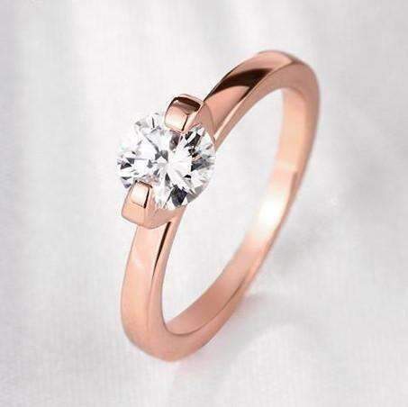 Feshionn IOBI Rings 5 / Rose Gold Two Prong "V" Set Solitaire Ring - Choose Your Color Ring