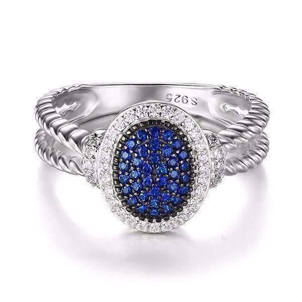 Feshionn IOBI Rings 5 Starlight Blue Spinel Pavé Halo IOBI Precious Gems Ring