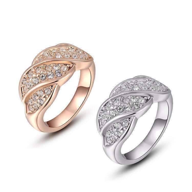Feshionn IOBI Rings 6 / 18K Rose Gold French Twist Pavé Crystal Ring in 18k Rose Gold or White Gold