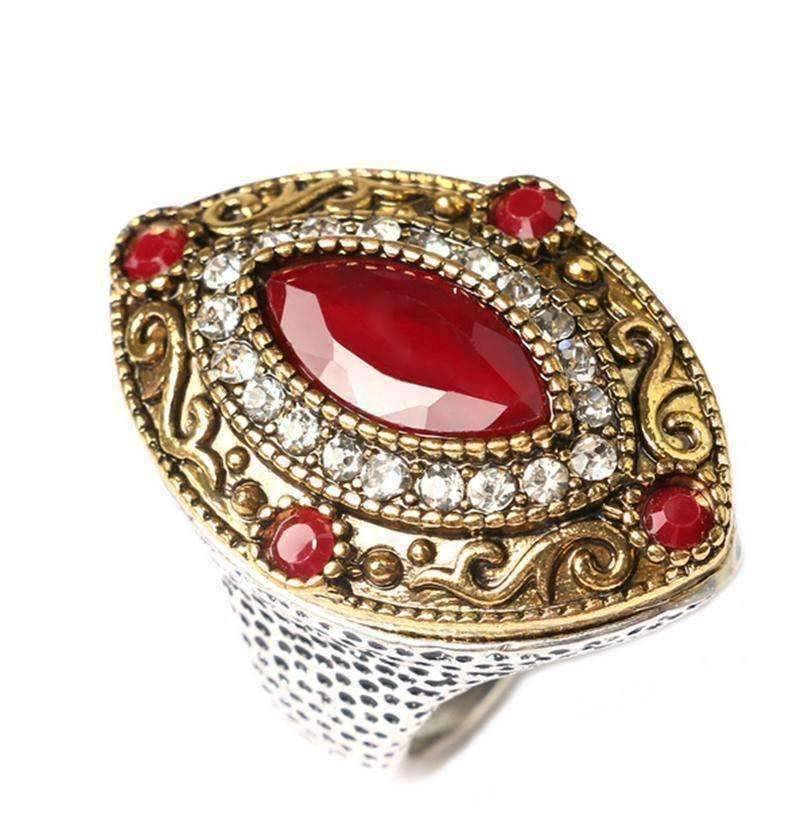 Feshionn IOBI Rings 6.5 / Red Renaissance Era Bejeweled Cocktail Ring