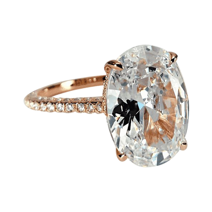 Feshionn IOBI Rings 6 Alexandra LaRosa 5CT Oval Petite French Pavé Crown Rose Gold IOBI Cultured Diamond Ring