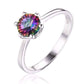 Feshionn IOBI Rings 6 / Round Ring Rainbow Fire Genuine Mystic Topaz Round Cut 1.4CT IOBI Precious Gems Solitaire Ring