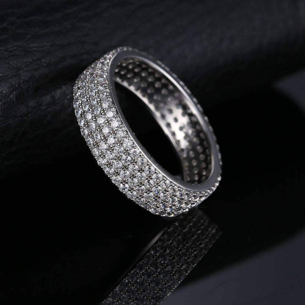 Feshionn IOBI Rings 6 Silver Anniversary Micro Pavé Set Cubic Zirconia Wide Band Ring