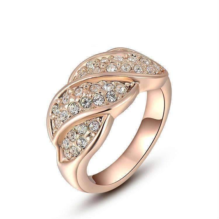Feshionn IOBI Rings 7 / 18K Rose Gold French Twist Pavé Crystal Ring in 18k Rose Gold or White Gold