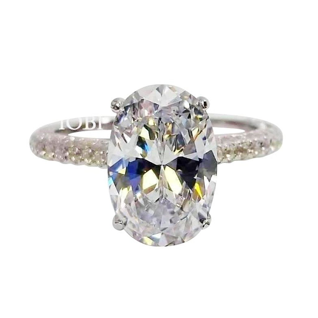 Feshionn IOBI Rings 7 / 3CT Alexandra 3CT Oval Petite French Pavé Crown IOBI Cultured Diamond Ring