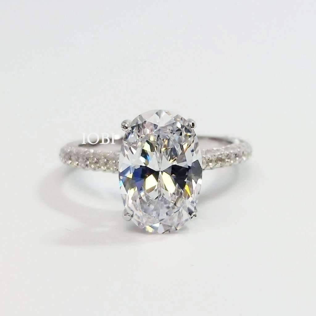 Feshionn IOBI Rings 7 / 3CT Alexandra 3CT Oval Petite French Pavé Crown IOBI Cultured Diamond Ring