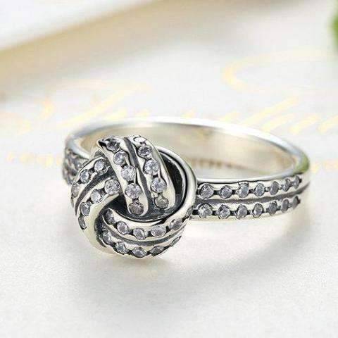Feshionn IOBI Rings 7 CZ Accented Sterling Silver Love Knot Ring
