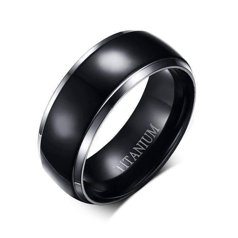 Feshionn IOBI Rings 7 Sable Black Titanium Men's Wedding Band Ring
