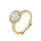 Feshionn IOBI Rings 7 / Yellow Gold ON SALE - Bella Luna Round Halo 2 CT Austrian Crystal Gold Ring