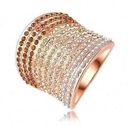 Feshionn IOBI Rings 8 / Rose Gold Gold Gradient Austrian Crystal 18K Rose Gold Plated Cocktail Ring