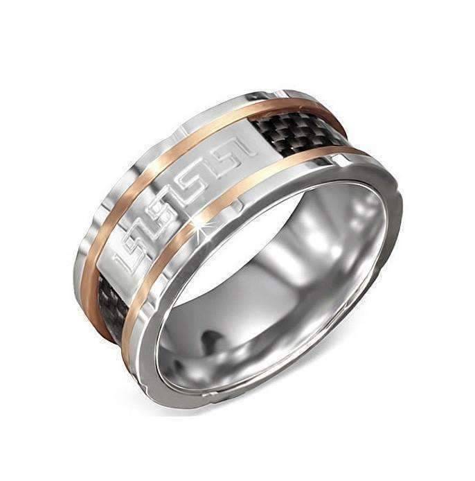 Feshionn IOBI Rings 8 / Stainless Steel "Greek Key Master" Ring