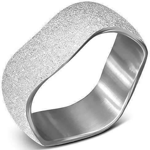 Feshionn IOBI Rings 8 Wave Design Sandblasted Stainless Steel Band Ring