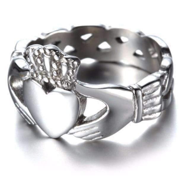 Feshionn IOBI Rings 9 Celtic Knot Claddagh Stainless Steel Ring