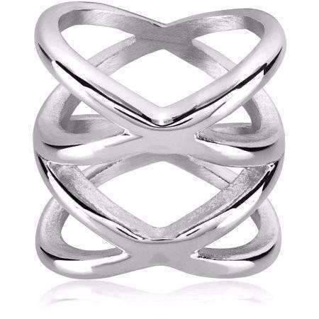 Feshionn IOBI Rings 9 Orbit Stainless Steel Symmetrical Criss-Cross Ring For Men or Women