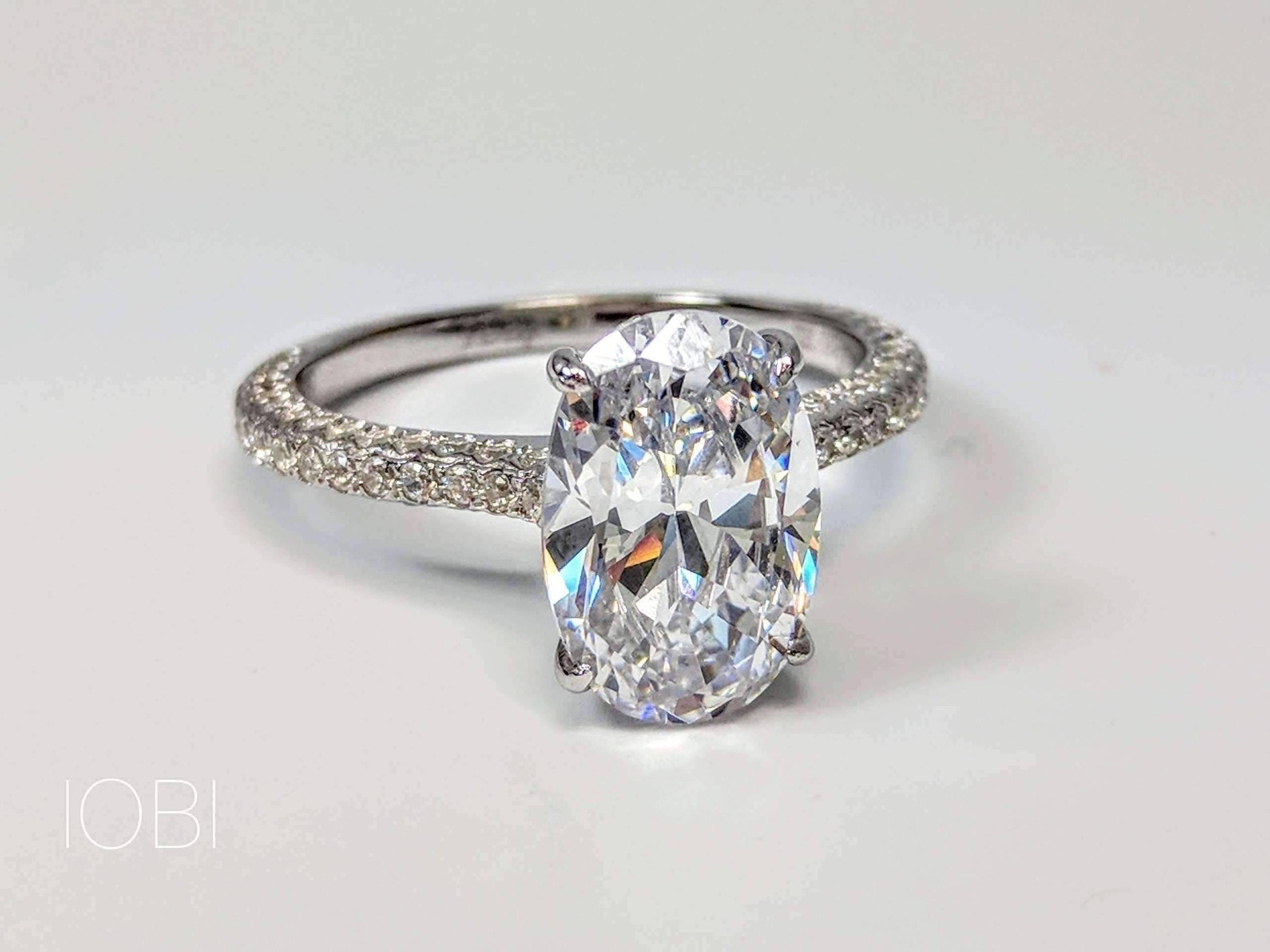 Feshionn IOBI Rings Alexandra 3CT Oval Petite French Pavé Crown IOBI Cultured Diamond Ring