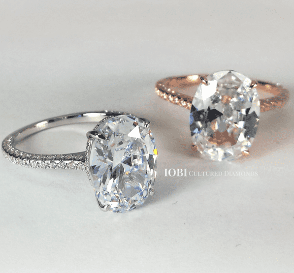 Feshionn IOBI Rings Alexandra 5CT Oval Petite French Pavé Crown IOBI Cultured Diamond Ring