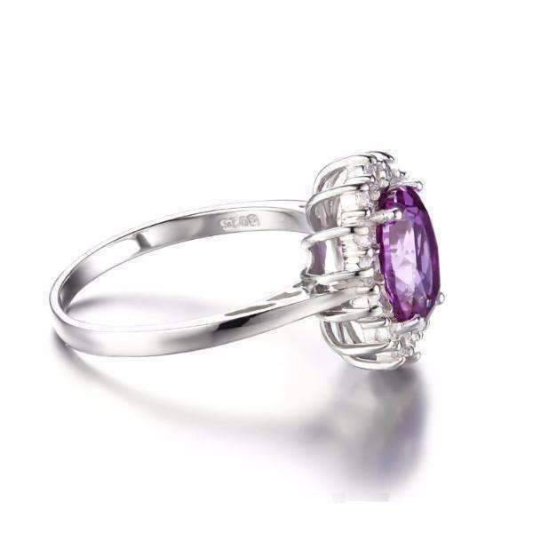 Feshionn IOBI Rings Alexandrite Sapphire Oval Cut 2.5CT IOBI Precious Gems Halo Ring