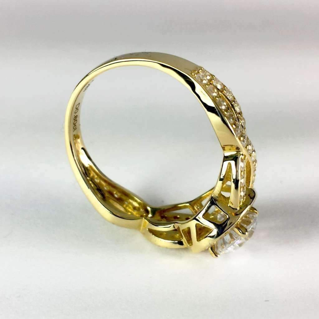 Feshionn IOBI Rings Allura 0.80CT Twisted Halo 10K Solid Yellow Gold IOBI Cultured Diamond Ring