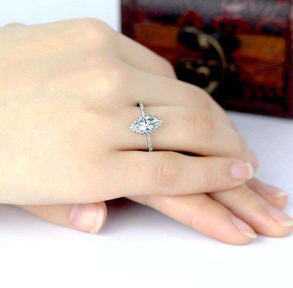 Feshionn IOBI Rings Arabella 1CT Marquise Cut Halo IOBI Cultured Diamond Ring