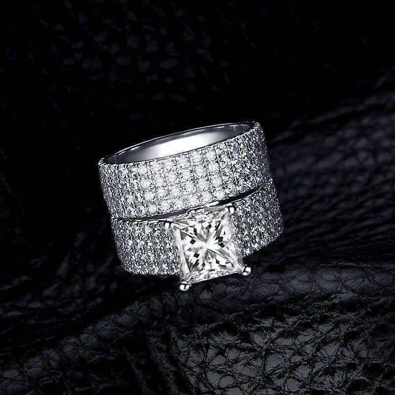 Feshionn IOBI Rings Audra 2.5CT Princess Cut Pavé Wedding Band Set IOBI Cultured Diamond Rings