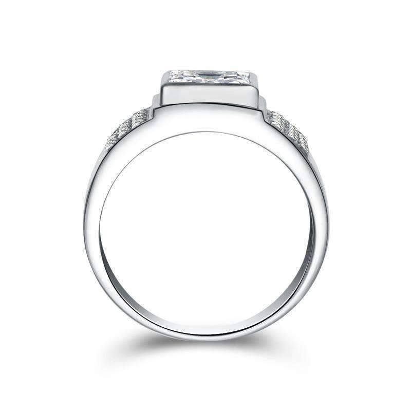 Feshionn IOBI Rings Augustus 2.9CT Square Radiant Crown Cut IOBI Cultured Diamond Men's Ring