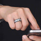 Feshionn IOBI Rings Blue Titanium Etched Men's Wedding Band Ring