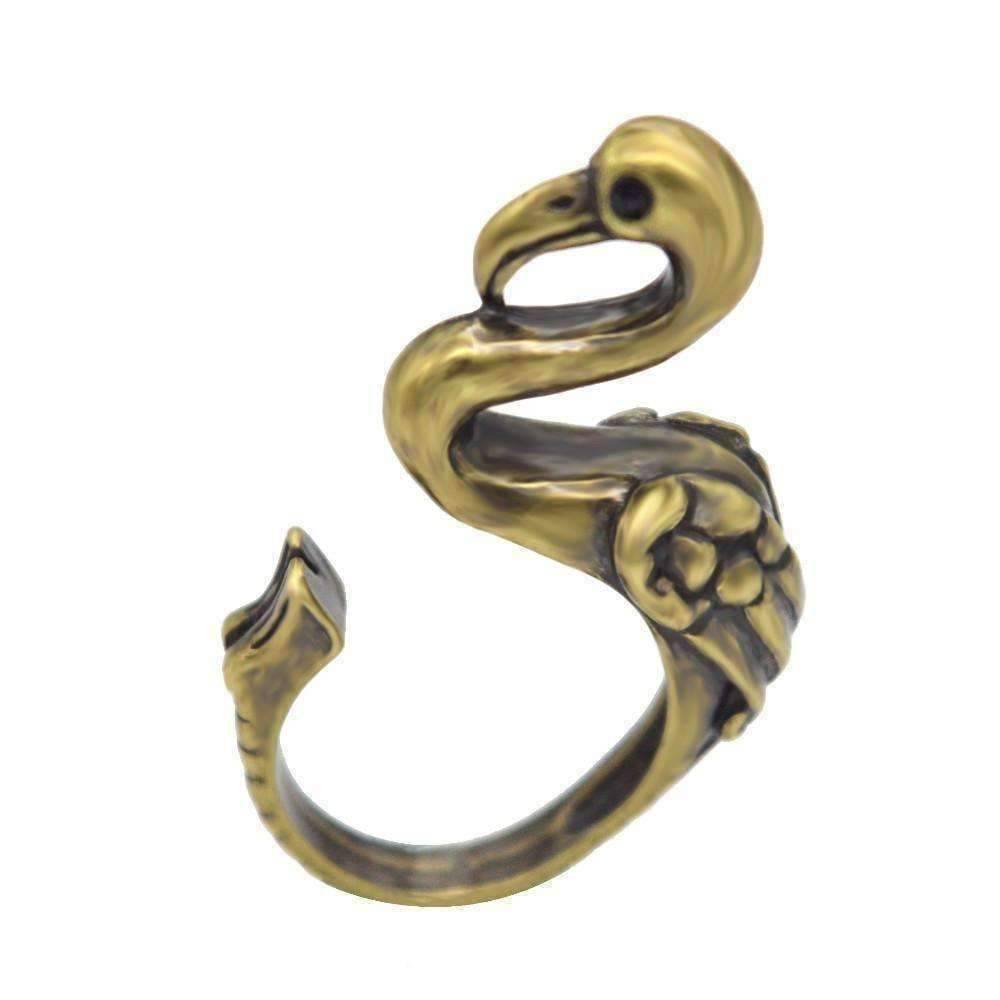 Feshionn IOBI Rings Bronze Fantastic Flamingo Adjustable Animal Wrap Ring