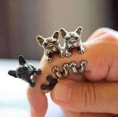 Feshionn IOBI Rings Bronze Frenchy French Bulldog Adjustable Animal Wrap Ring