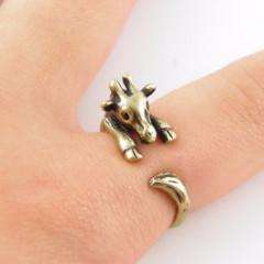 Feshionn IOBI Rings Bronze Safari Friends Giraffe Adjustable Animal Wrap Ring