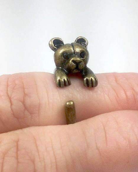 Feshionn IOBI Rings Bronze Teddy Bear Adjustable Animal Wrap Ring