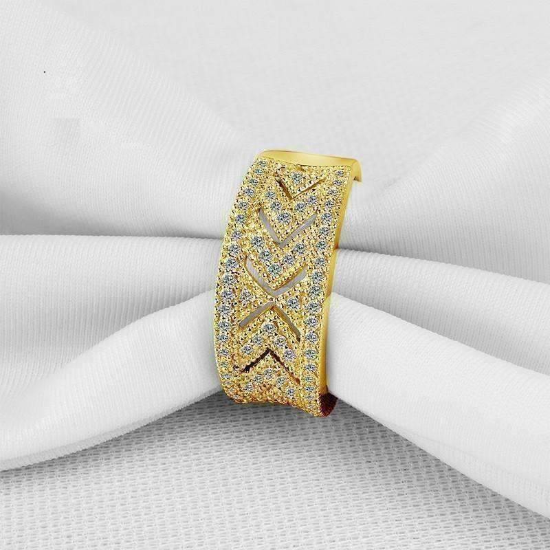 Feshionn IOBI Rings Charlize .38CT Pavé and Filigree 10K Solid Yellow Gold Band IOBI Cultured Diamond Ring