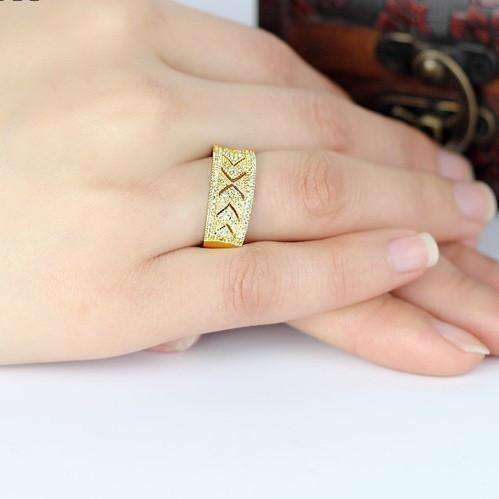 Feshionn IOBI Rings Charlize .38CT Pavé and Filigree 10K Solid Yellow Gold Band IOBI Cultured Diamond Ring