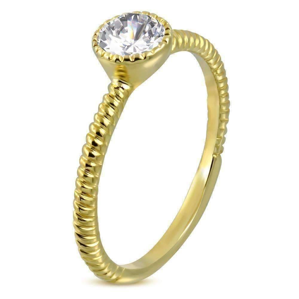 Feshionn IOBI Rings CLEARANCE - Fairy Tale Twisted Rope Bezel Set IOBI Crystals Solitaire Ring