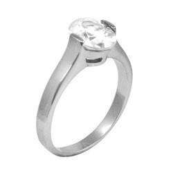 Feshionn IOBI Rings CLEARANCE - Oval Cut Swiss CZ Solitaire Engagement Ring in 316 Stainless Steel