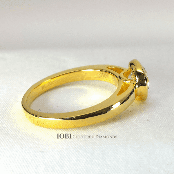 Feshionn IOBI Rings Coco D'ora 1.25CT Round Bezel Set IOBI Cultured Diamond Solitaire Ring