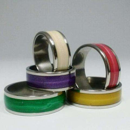 Feshionn IOBI Rings Cream / 6.5 Glossy Colored Enamel Band Ring 5mm ~ 5 Fabulous Colors to Choose