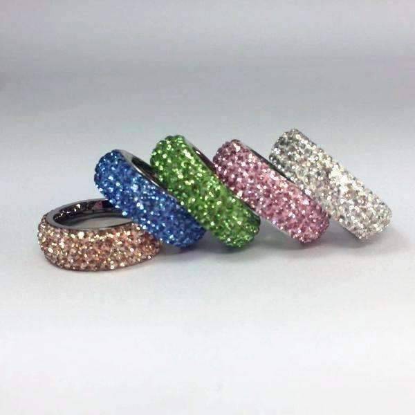Feshionn IOBI Rings Crystal Clear / 9 Glitzy 5 Row Pavé Set IOBI Crystals Stainless Steel Eternity Ring