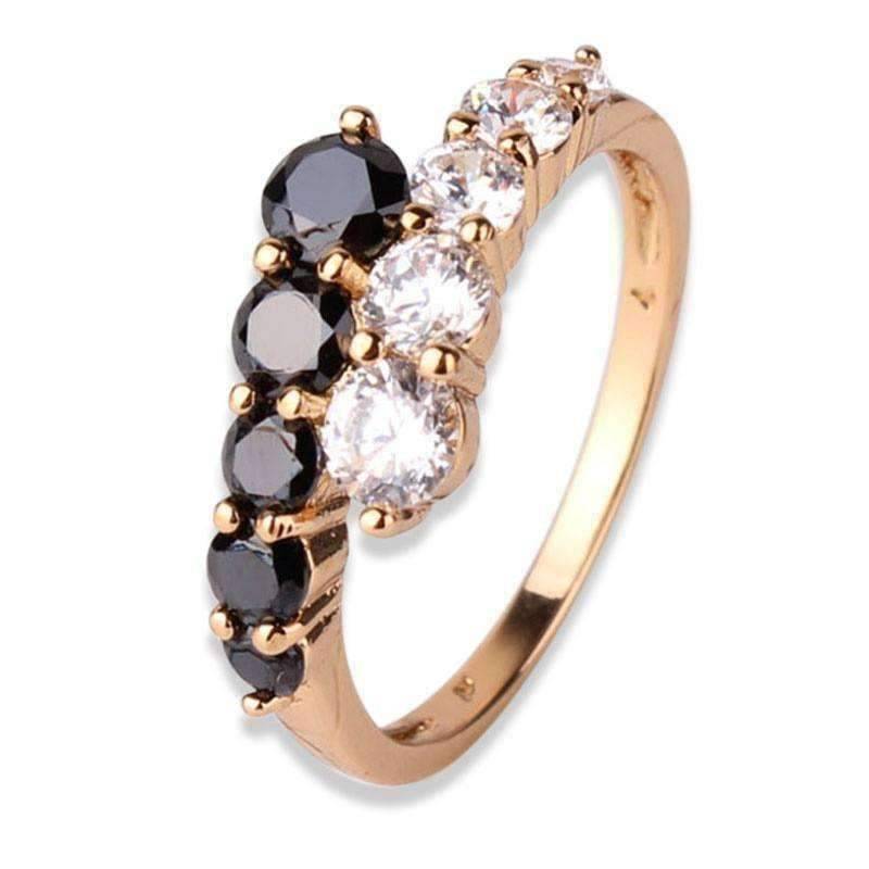 Feshionn IOBI Rings "Date at Eight" 1.3ct Black and White CZ Cocktail Ring