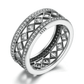 Feshionn IOBI Rings Diamond Harlequin Pattern CZ Sterling Silver Eternity Band Ring