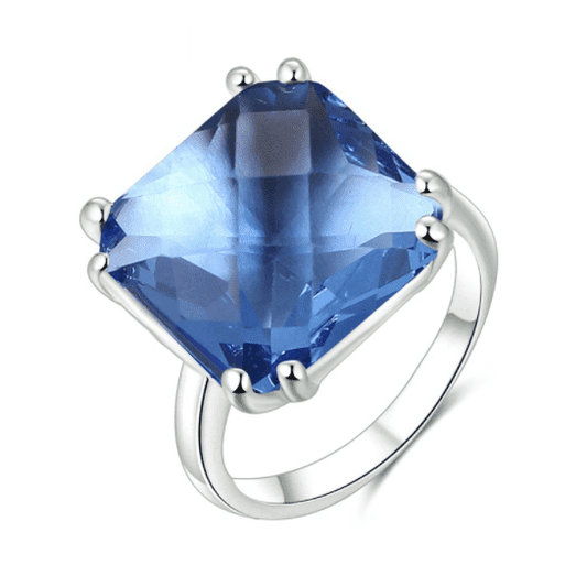 Feshionn IOBI Rings Dreamy Blue Cushion Cut Crystal Ring