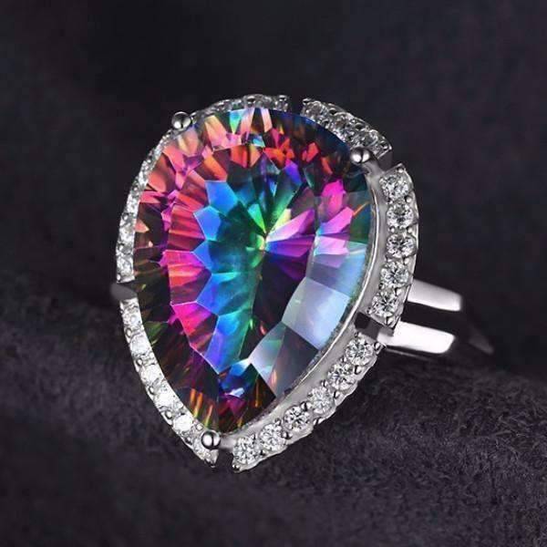 Feshionn IOBI Rings Eden Genuine Rainbow Fire Mystic Topaz 13CT IOBI Precious Gems Ring