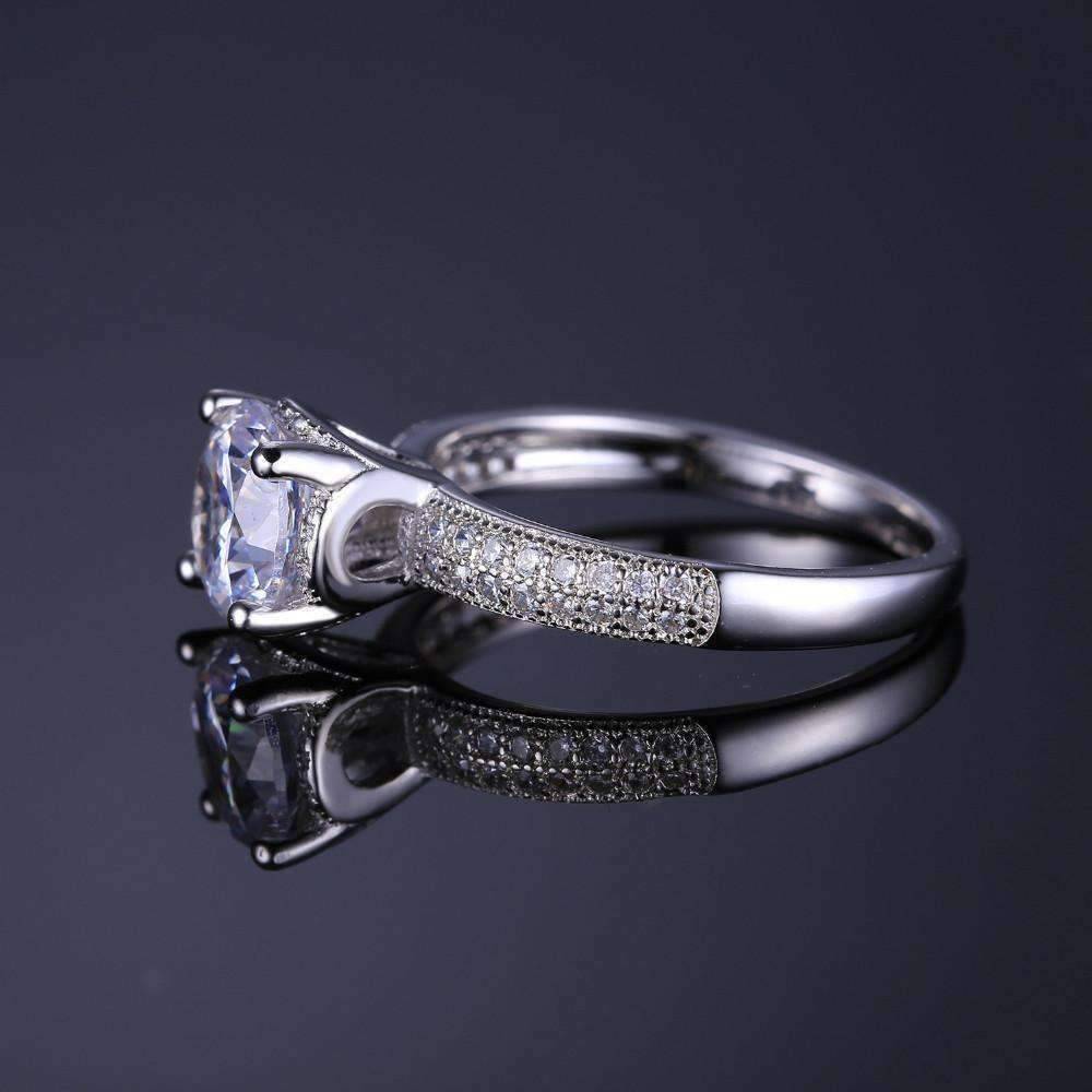 Feshionn IOBI Rings Euphoria High Mount Cathedral Cubic Zirconia and Pavé Solitaire Ring