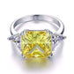 Feshionn IOBI Rings Fancy Canary 8CT Princess Cut Three Stone Ring