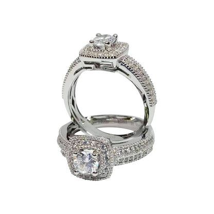Feshionn IOBI Rings Felicity 1CT Round Cut Pavé and Milgrain Halo IOBI Cultured Diamond Ring