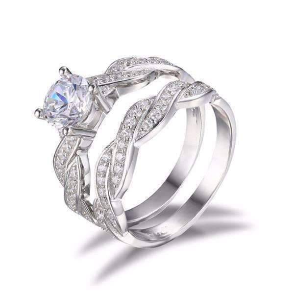 Feshionn IOBI Rings Francesca 1CT Round Twisted Pavé Band IOBI Cultured Diamond Wedding Ring Set