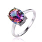 Feshionn IOBI Rings Genuine Rainbow Fire Mystic Topaz Oval Cut 3.4CT IOBI Precious Gems Ring